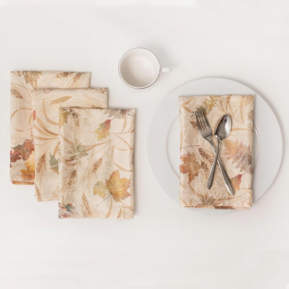 Autumn Jacquard Printed Fabric Cloth Napkins for Fall, Harvest, and Thanksgiving